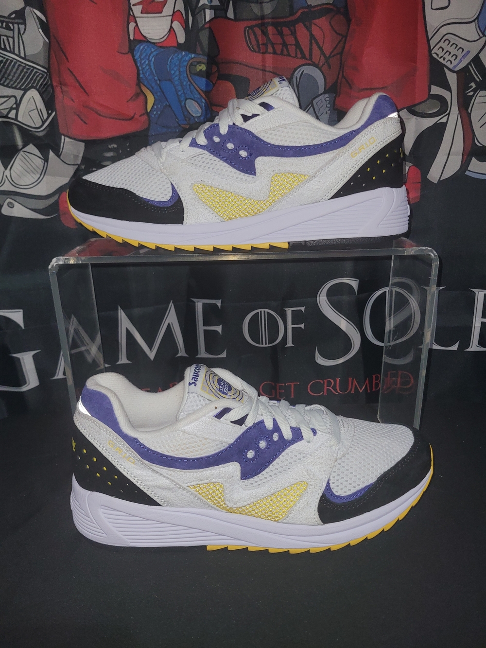 Saucony Grid 6000 Men's White Sneakers with Purple & Yellow Accents